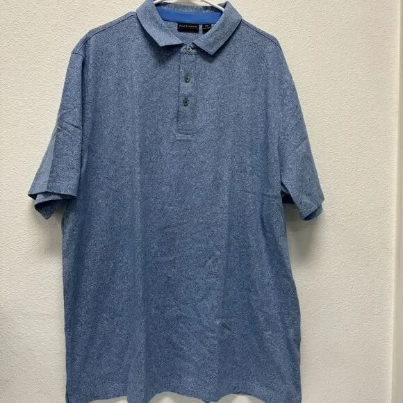 Paul Fredrick Polo Shirt Mens XXL Blue Heathered Space Dye Short Sleeve Knit - Picture 2 of 6
